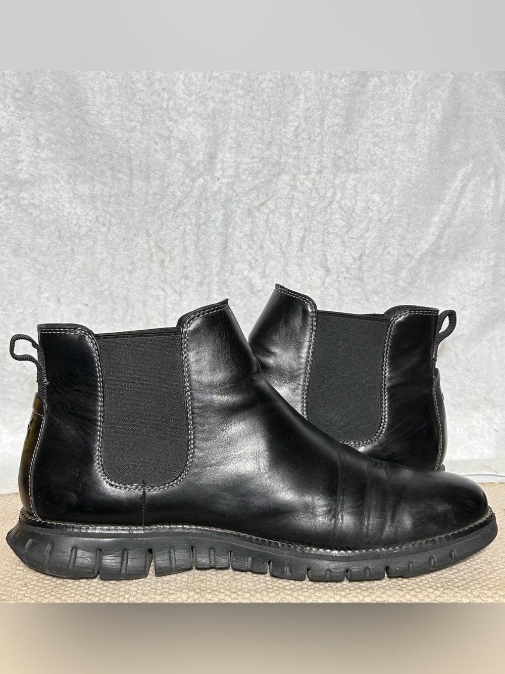 Cole Haan Mens Black Leather Zerogrand Waterproof Chelsea Pull On Boots SZ 11M - Picture 6 of 11